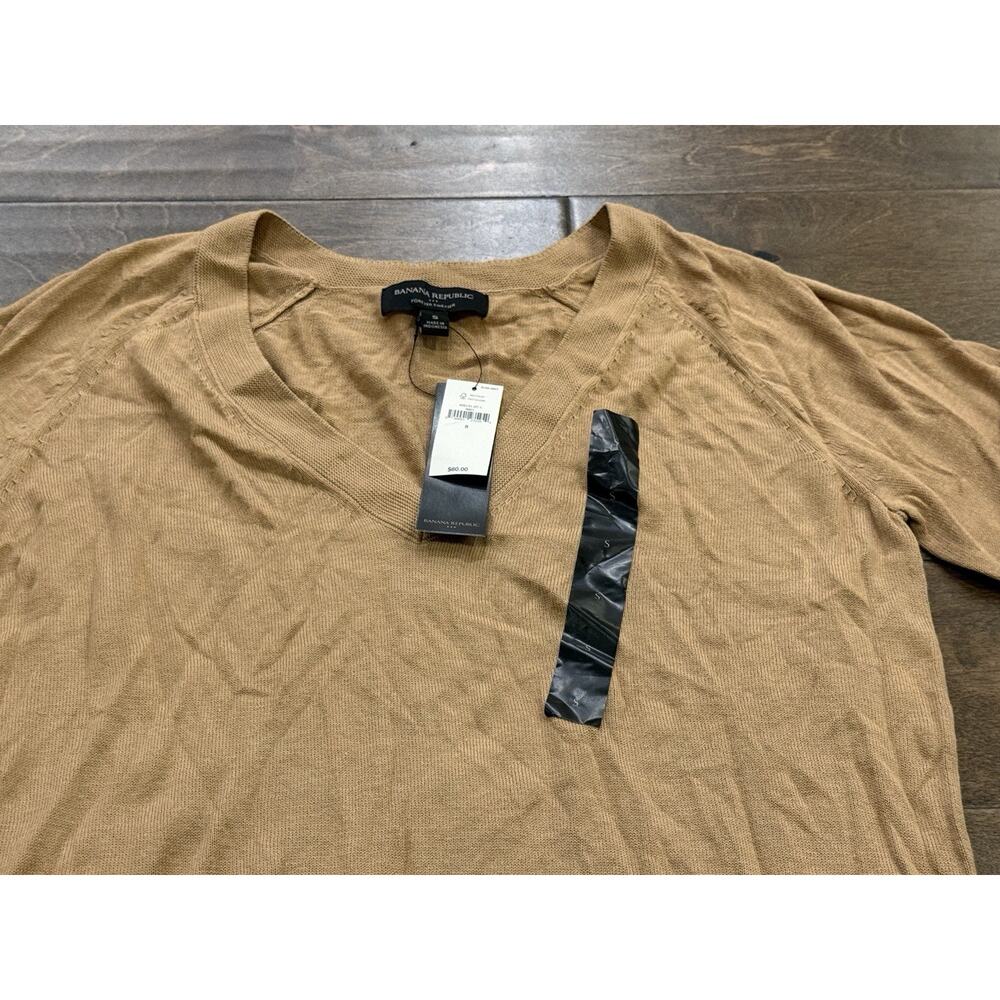 Banana Republic Womens Tan Brown V-Neck Forever Sweater Lightweight Size S NWT - Picture 4 of 8